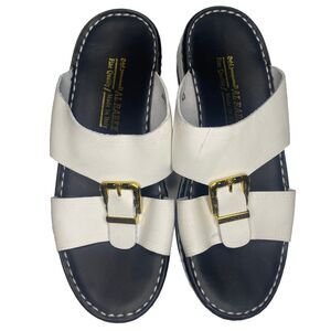 Al Rabee Italian Leather Handmade Sandals Slip-On Slide Platform Men 10 43 White